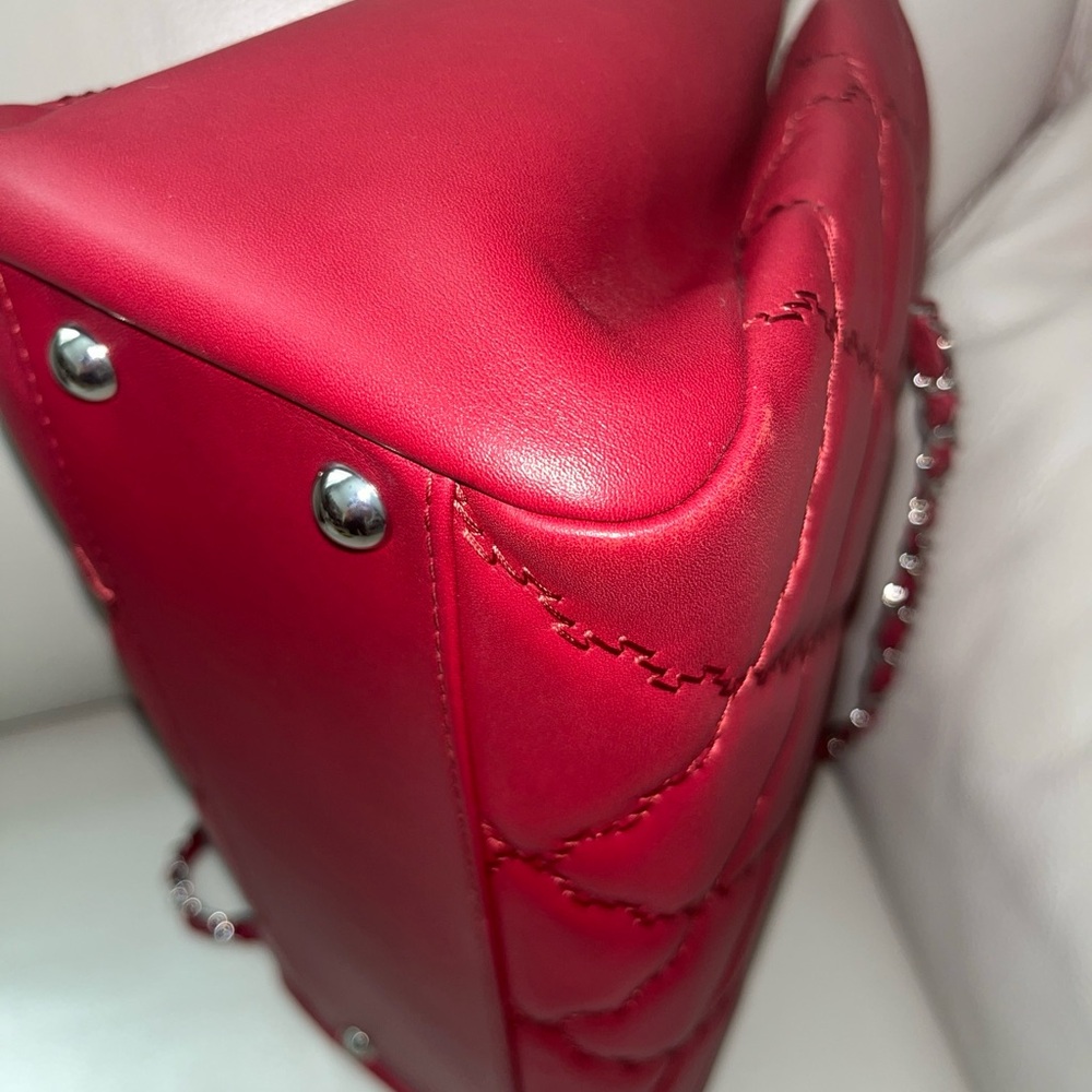 Chanel Red Quilted Leather Shoulder Bag with Chain Strap - Picture 5 of 10